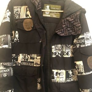Snowboarding jacket (grenade) w pants, 8.5 boots
